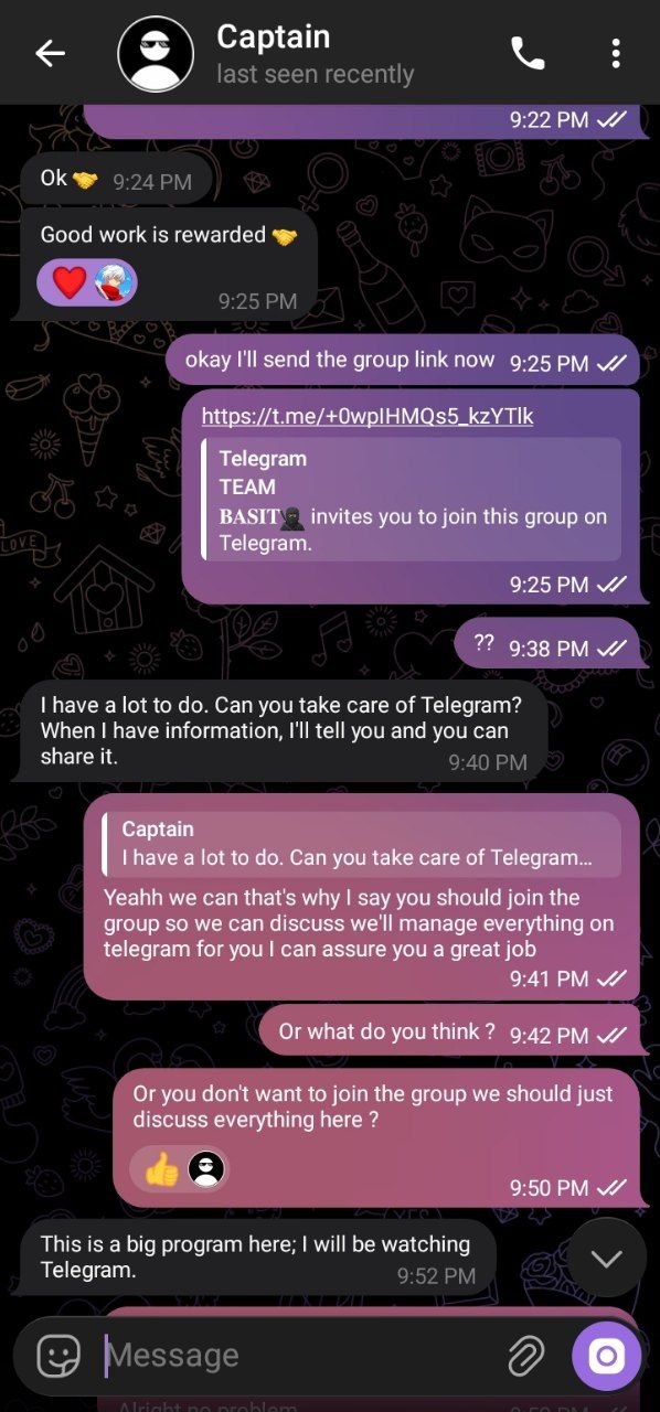 $SINN — DM with project captain, coordination proof